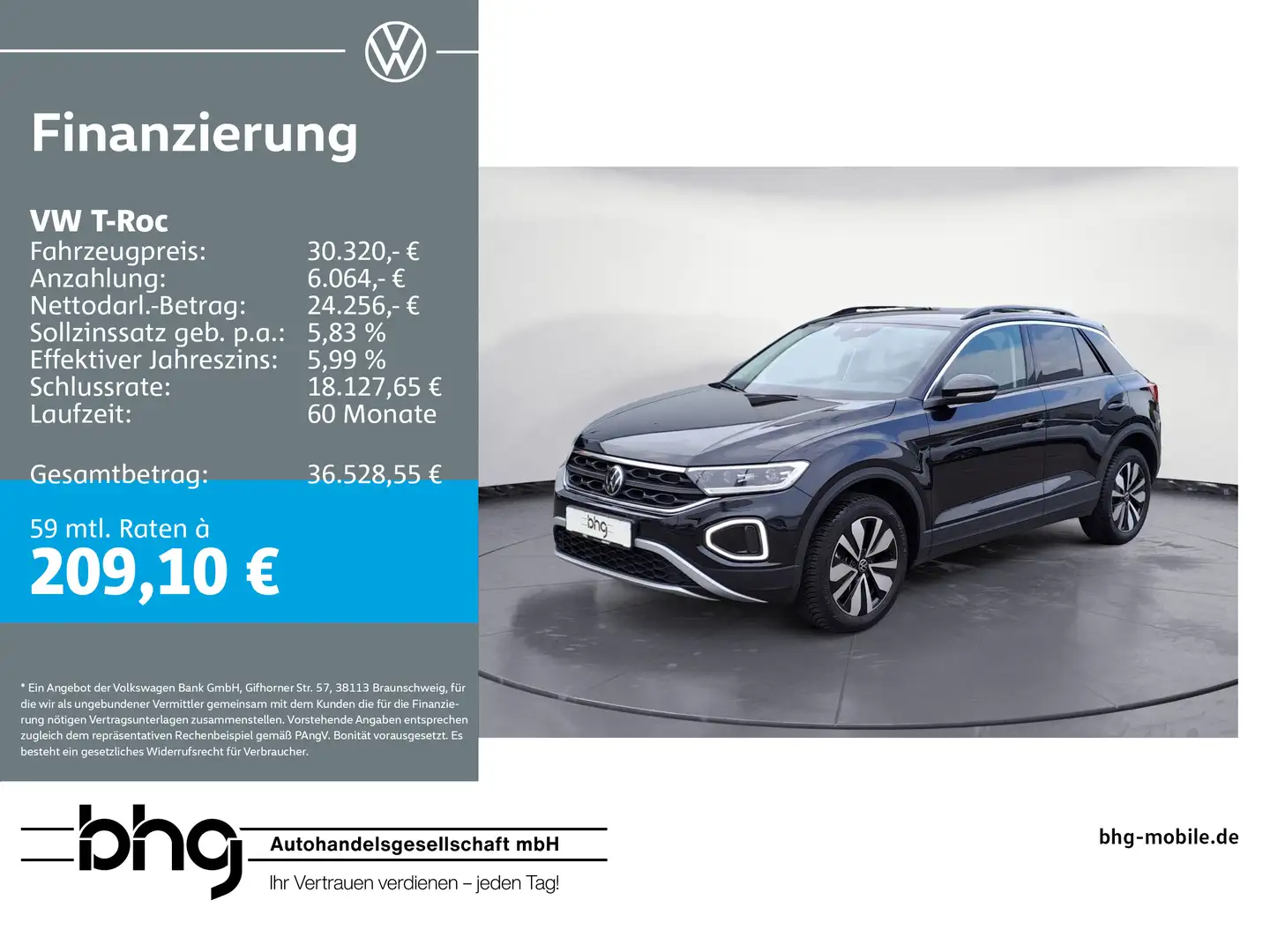 Volkswagen T-Roc 2.0 TDI SCR DSG GOAL Schwarz - 1