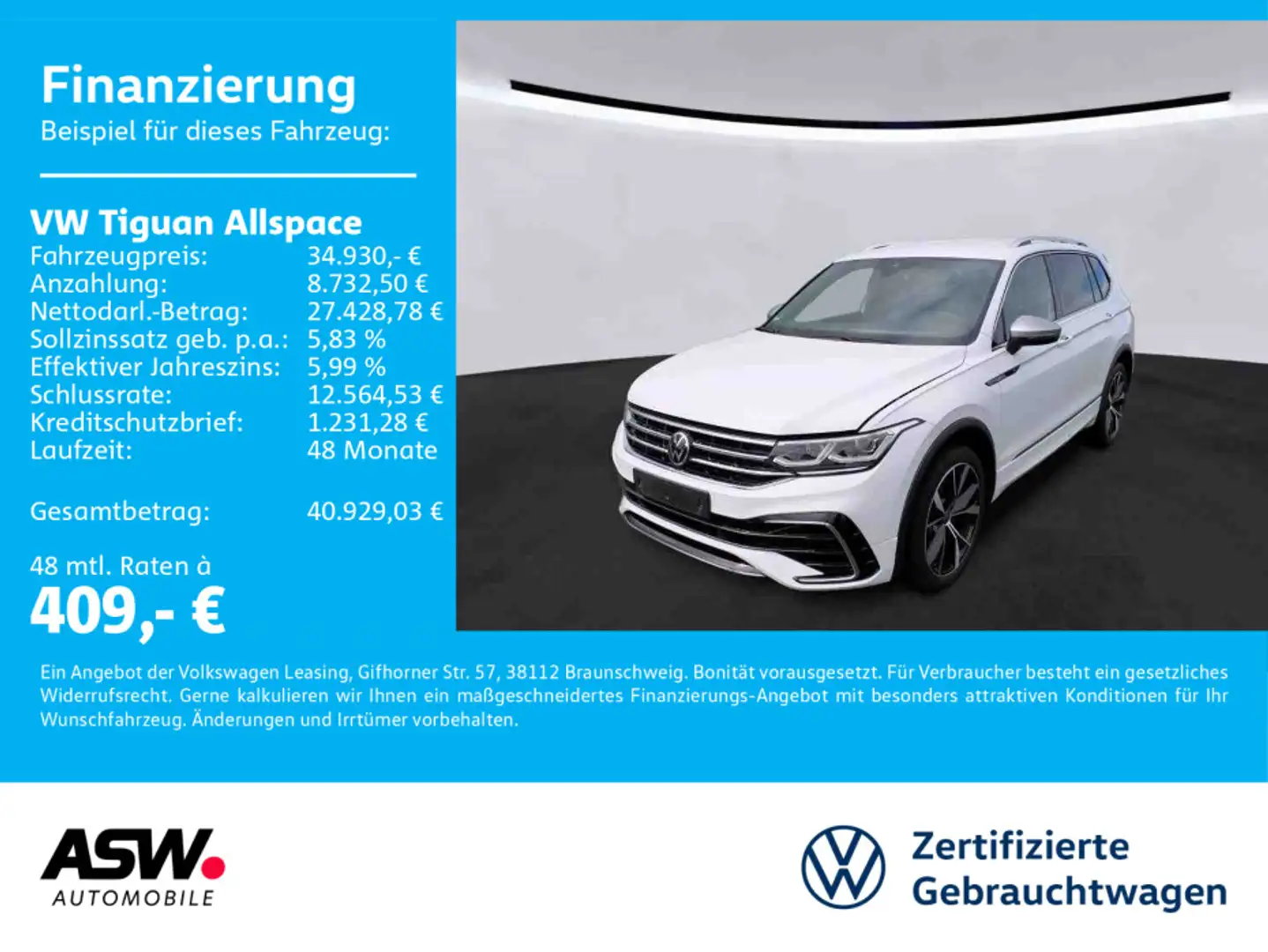 Volkswagen Tiguan Allspace R-Line 4M 2.0TSI DSG LED Nav AHK Weiß - 1