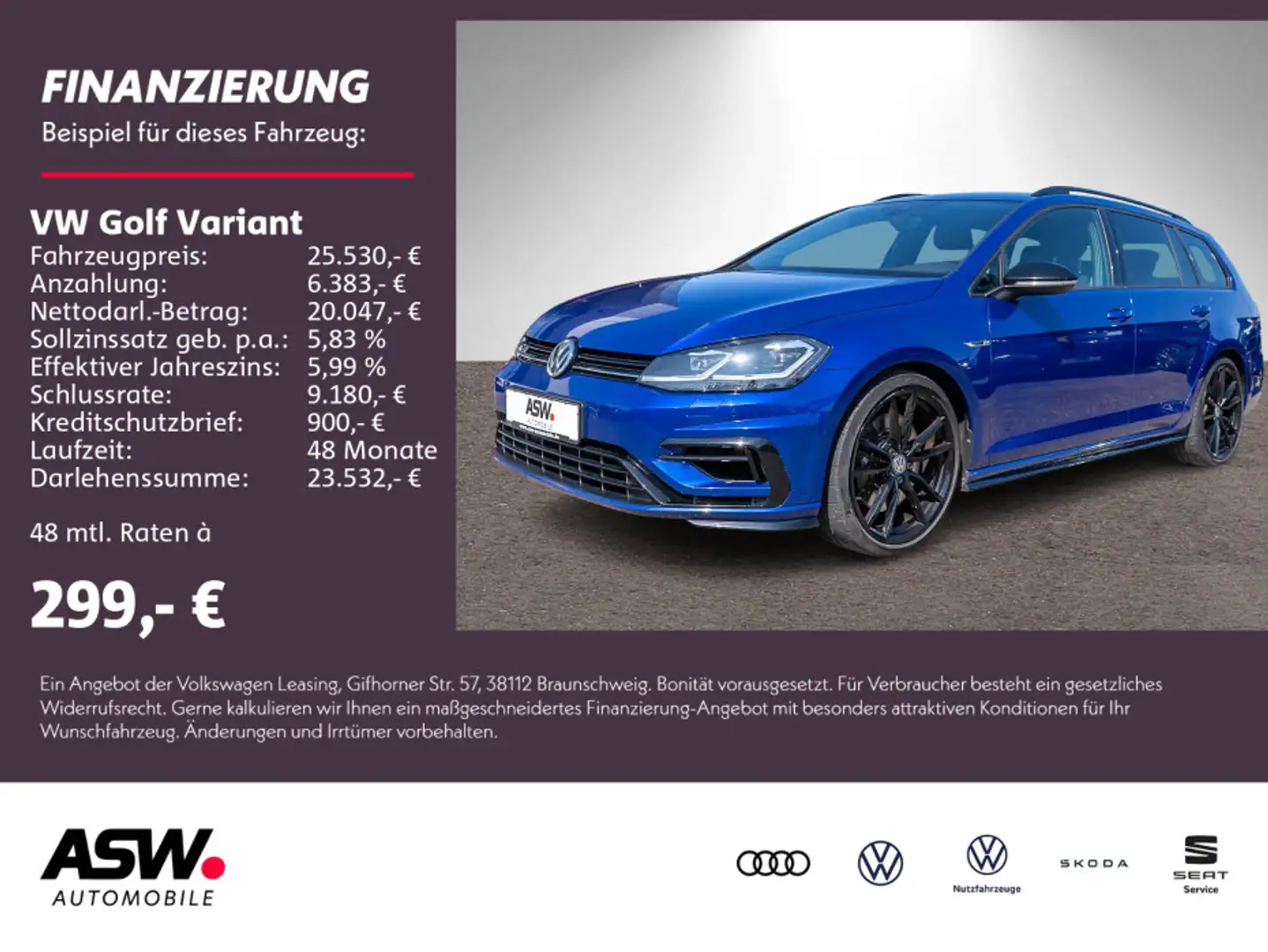 Volkswagen Golf Variant R 4M 2.0 TSI DSG LED Navi PDC DCC Blau - 1