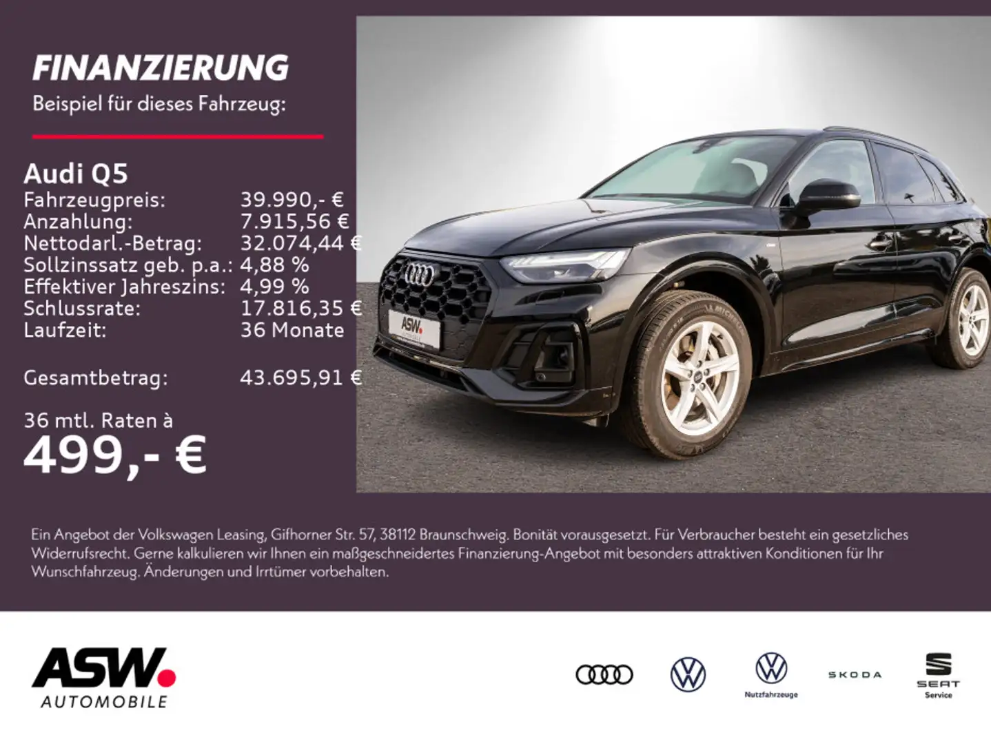 Audi Q5 S line 50TFSI e quattr NAVI MATRIX RFK ACC VC Schwarz - 1