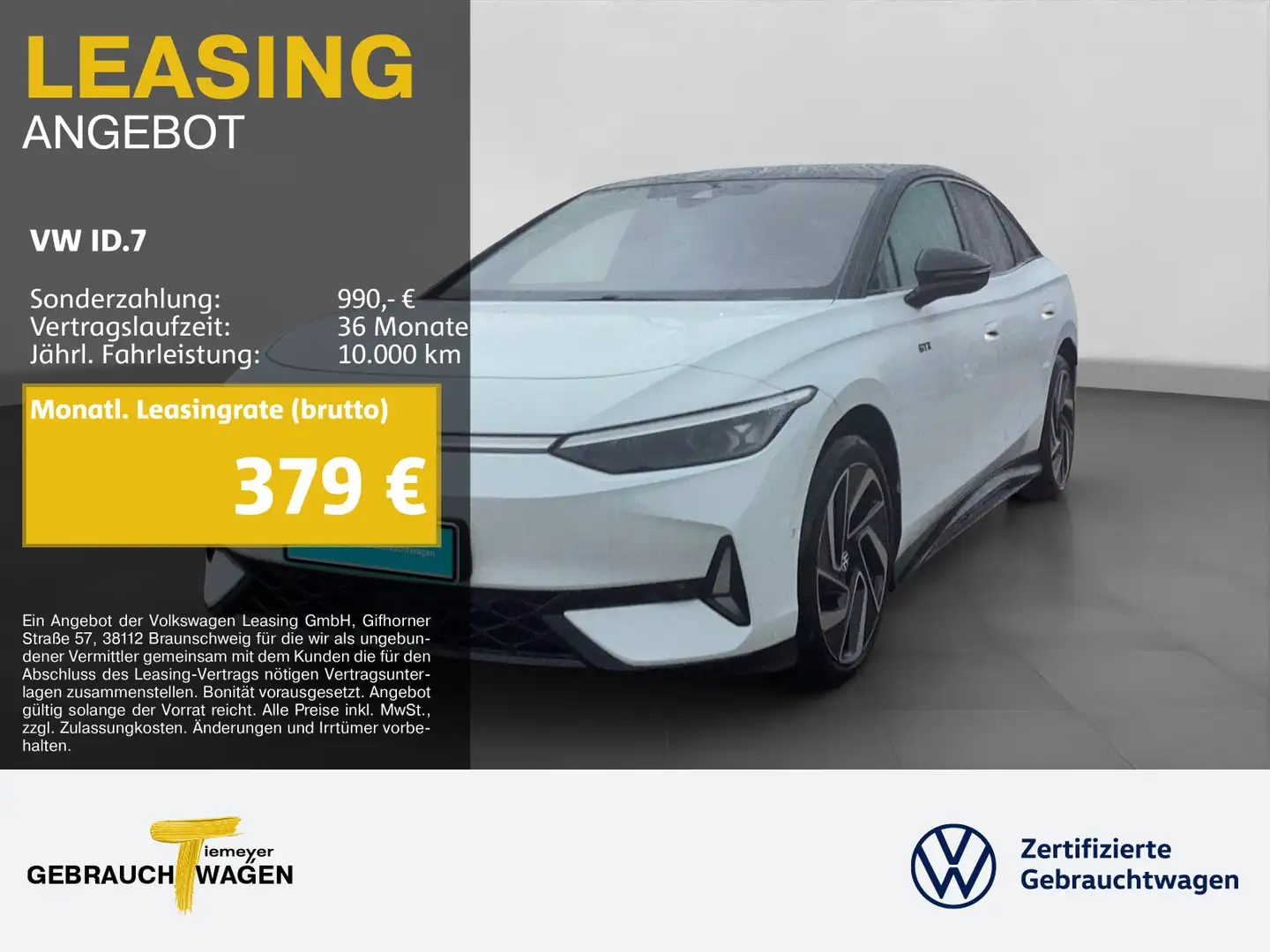 Volkswagen ID.7 GTX 4M PANO 360° AHK DCC Weiß - 1