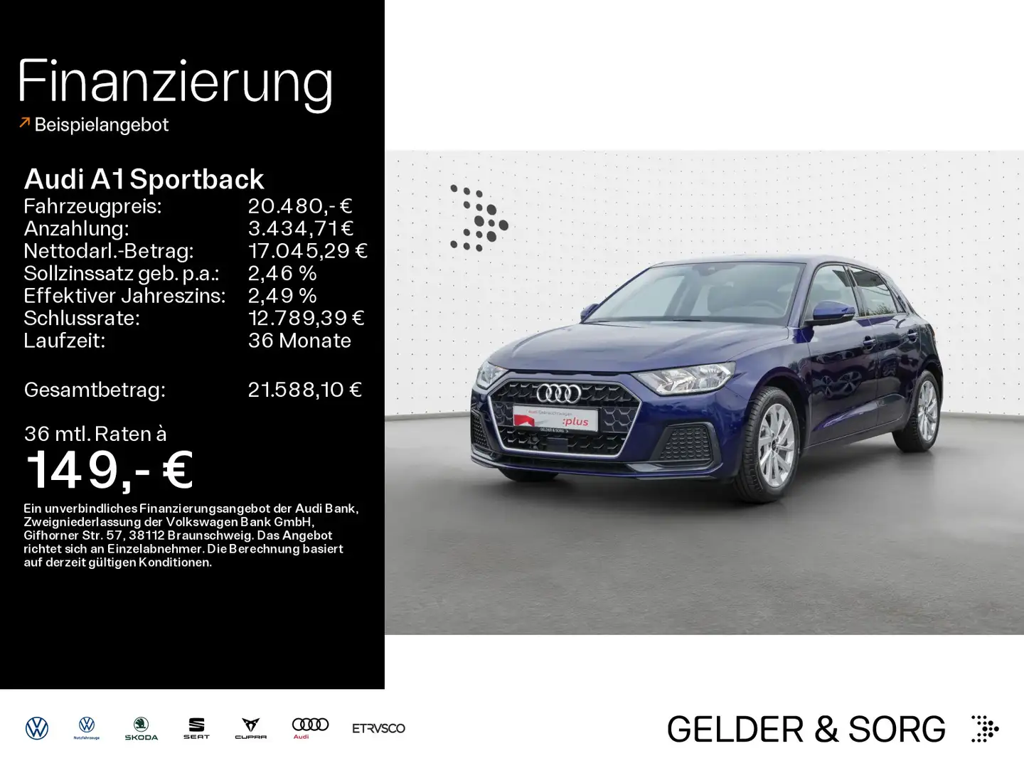Audi A1 25 TFSI advanced GRA*EPH*Virtual Blau - 1