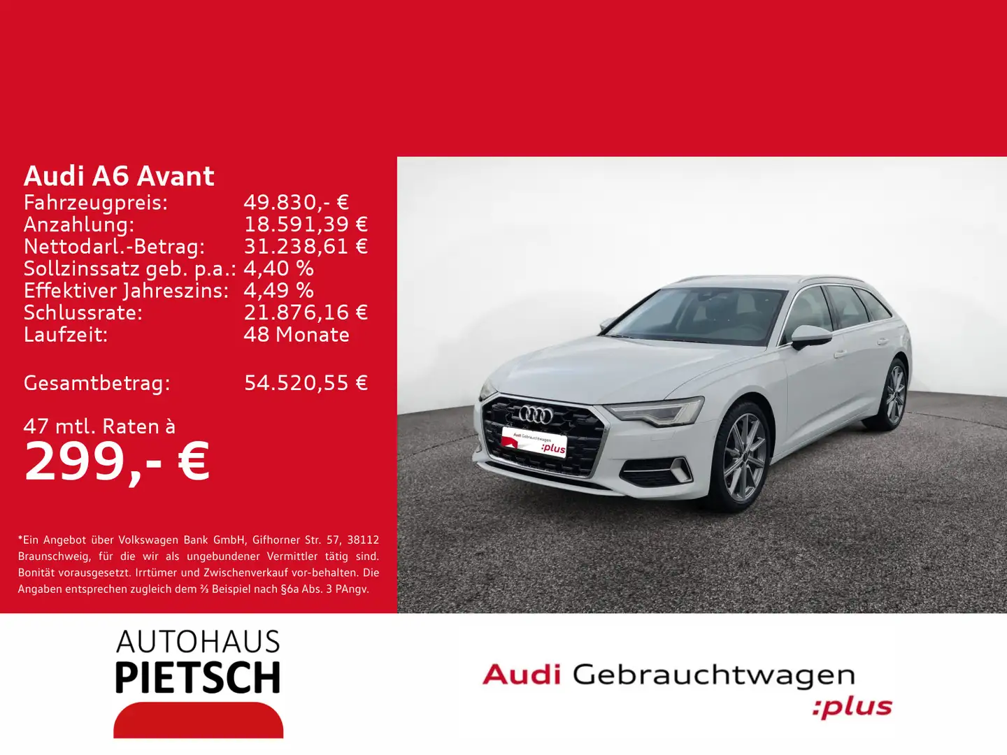 Audi A6 50 TFSIe advanced quattro Weiß - 1