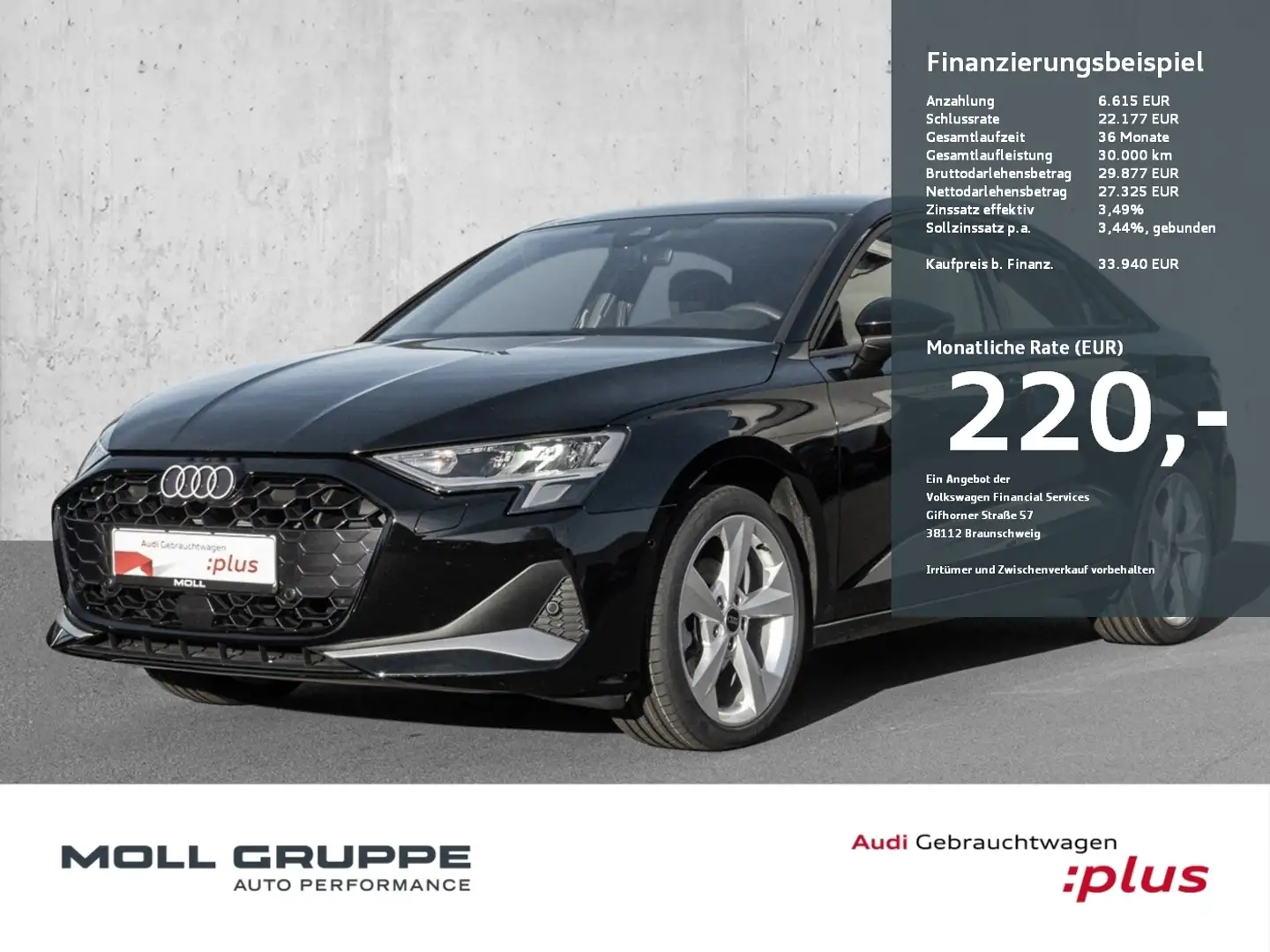 Audi A3 Limousine 35 TFSI S tronic advanced (AHK) ACC Schwarz - 1