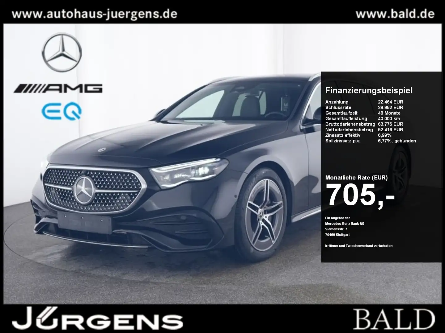 Mercedes-Benz E 450 d 4M T AMG-Sport/DIGITAL/360/Pano/AHK/Dist Noir - 1