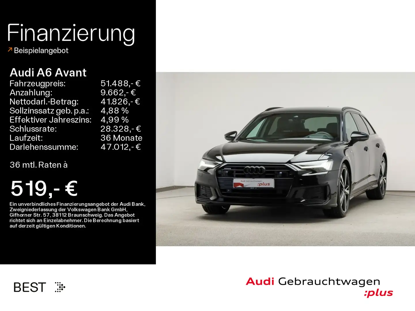 Audi A6 50 TDI qu. 2 x S line*Matrix*HUD*Assist Schwarz - 1