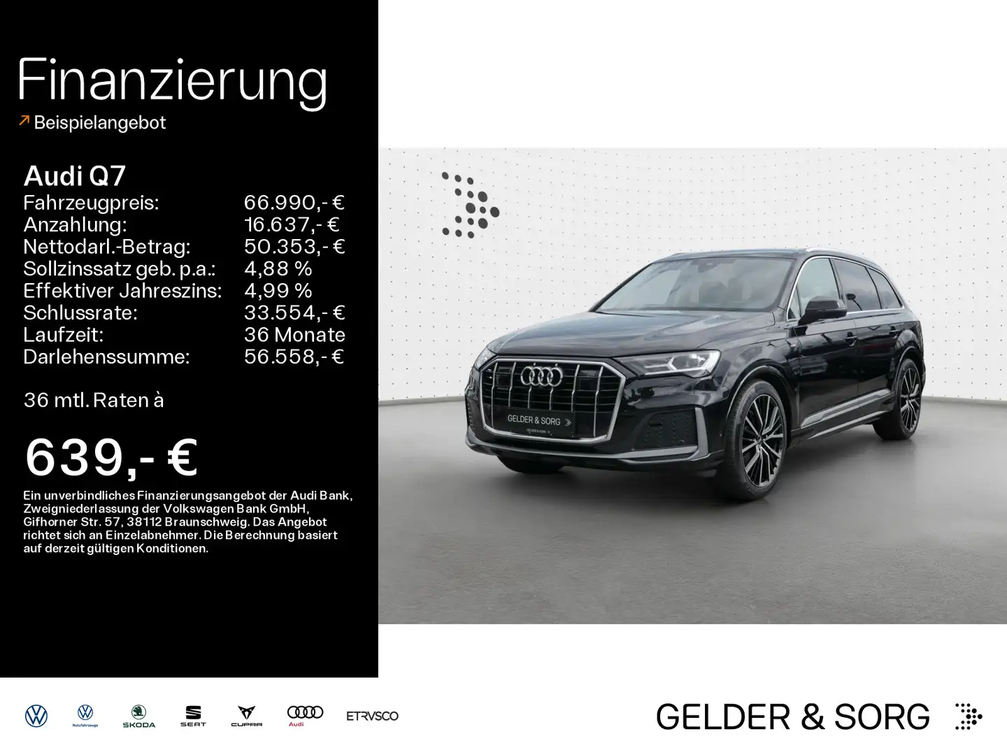 Audi Q7 50 TDI qu. S-Line 21Z*Stand*HuD*Air*LED*Navi Schwarz - 1