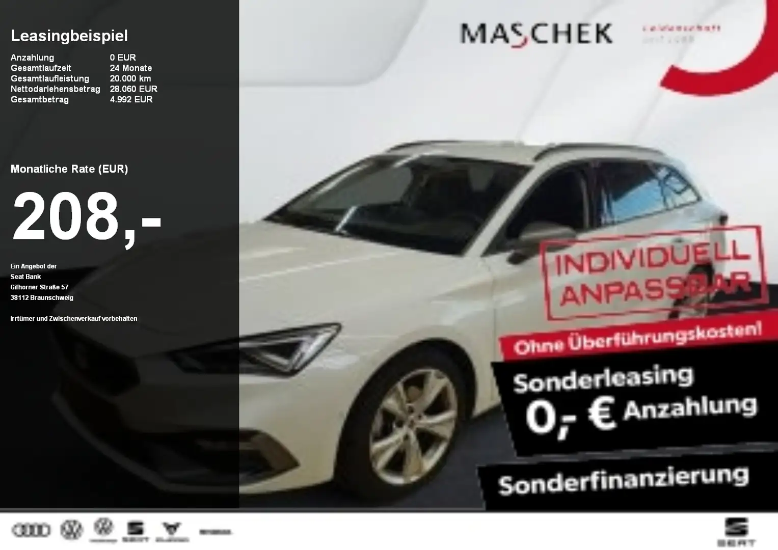 SEAT Leon ST FR 1.5 eTSI DSG Matrix Navi ACC RearView Sitzh. Weiß - 1