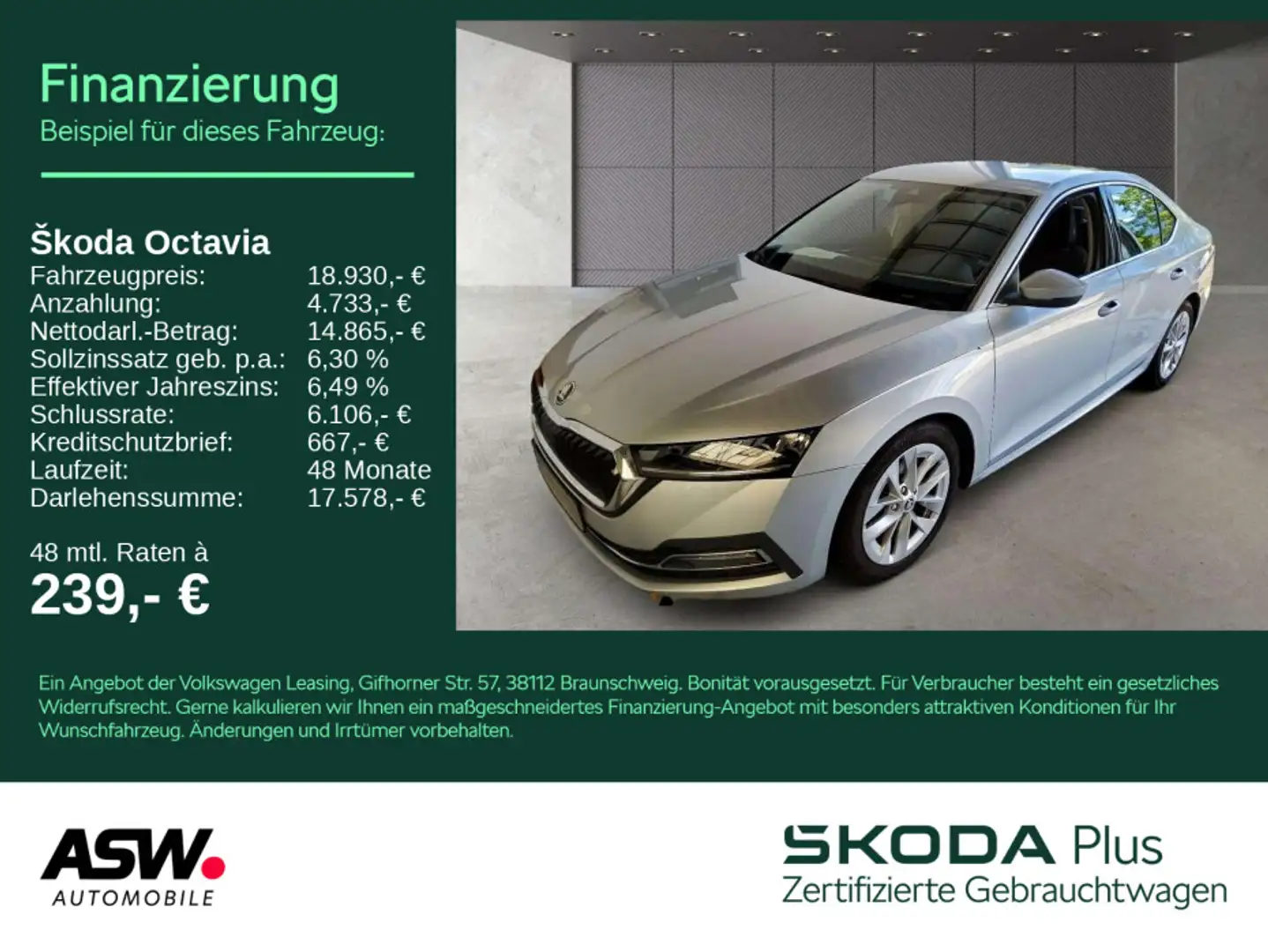 Skoda Octavia Lim. Style 1.5 TSI LED Navi PDC ACC AHK Silber - 1