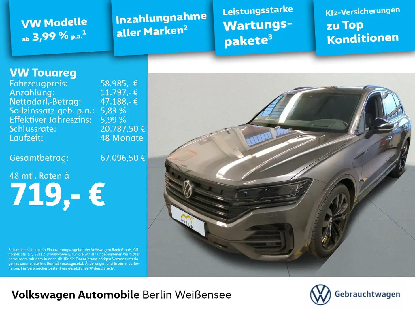 Volkswagen Touareg 3.0 V6 TDI R-Line 4M*AHK*APP*PANO*NAV*IQ Gris - 1