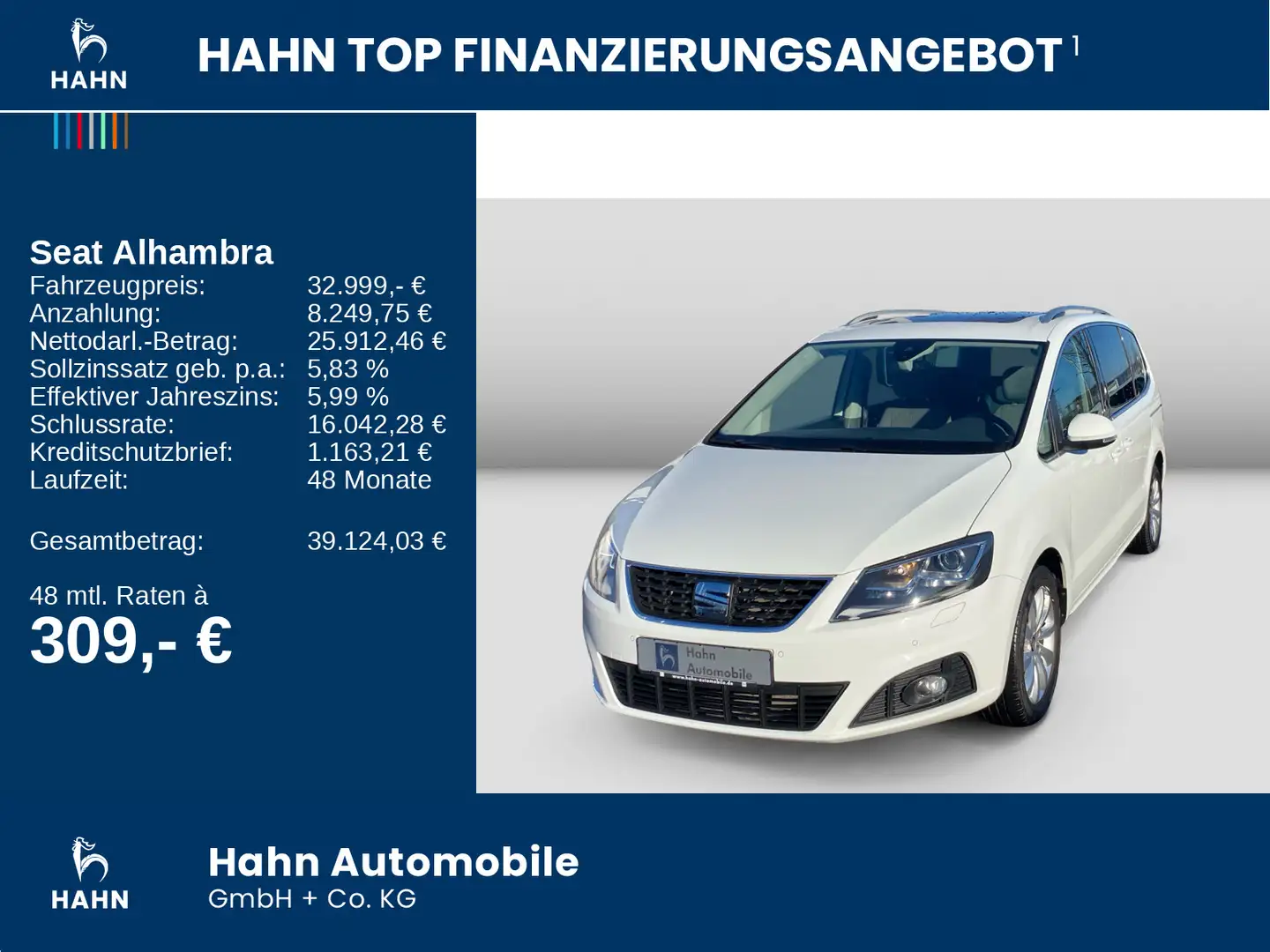 SEAT Alhambra Style 2.0TDI DSG Bi-Xenon AHK ACC Navi Weiß - 2
