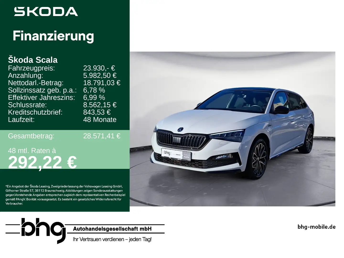 Skoda Scala 1.5 TSI DSG Monte Carlo Weiß - 1