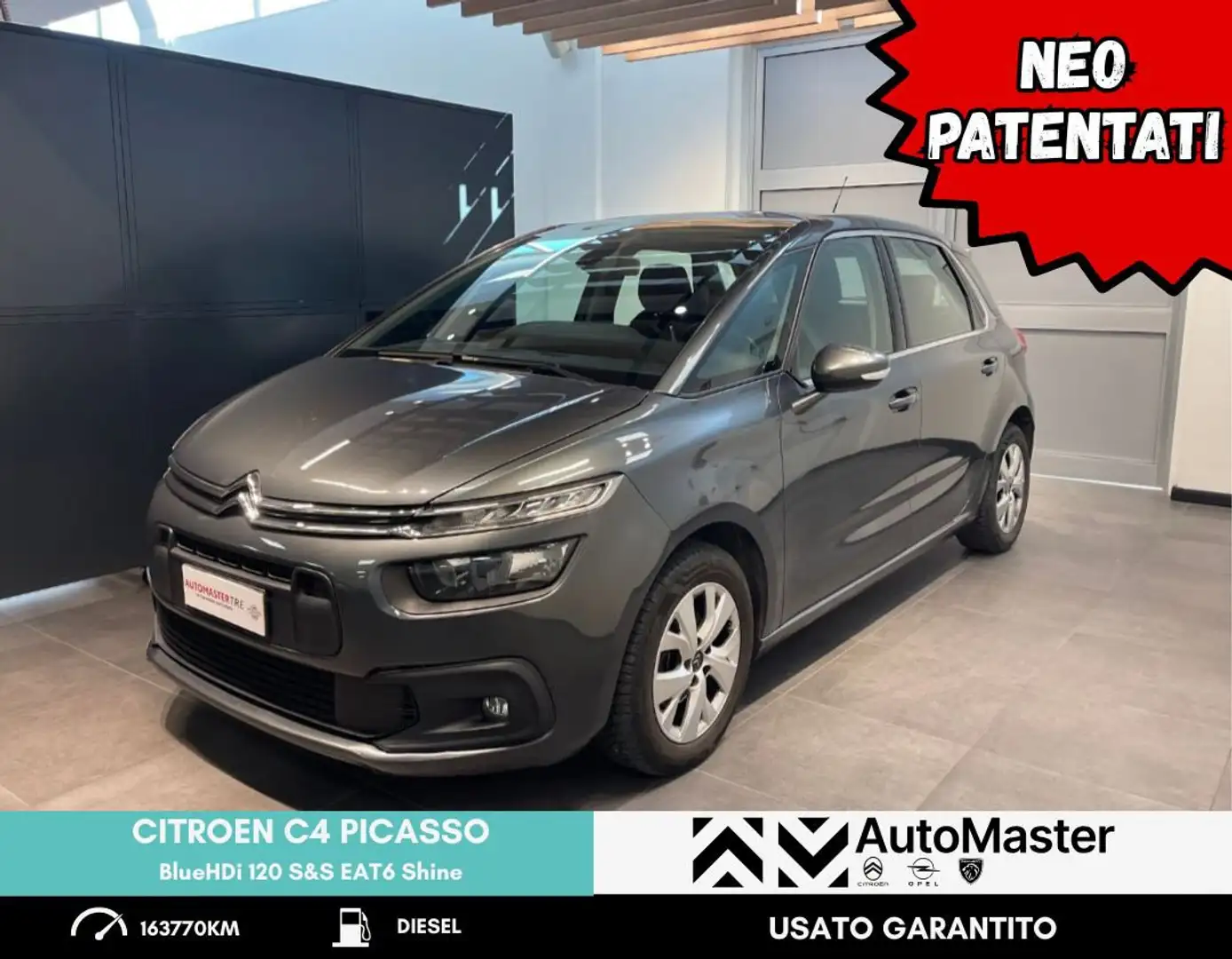 Citroen C4 Picasso BlueHDi 120 S&S EAT6 Shine - NEOPATENTATI Grigio - 1
