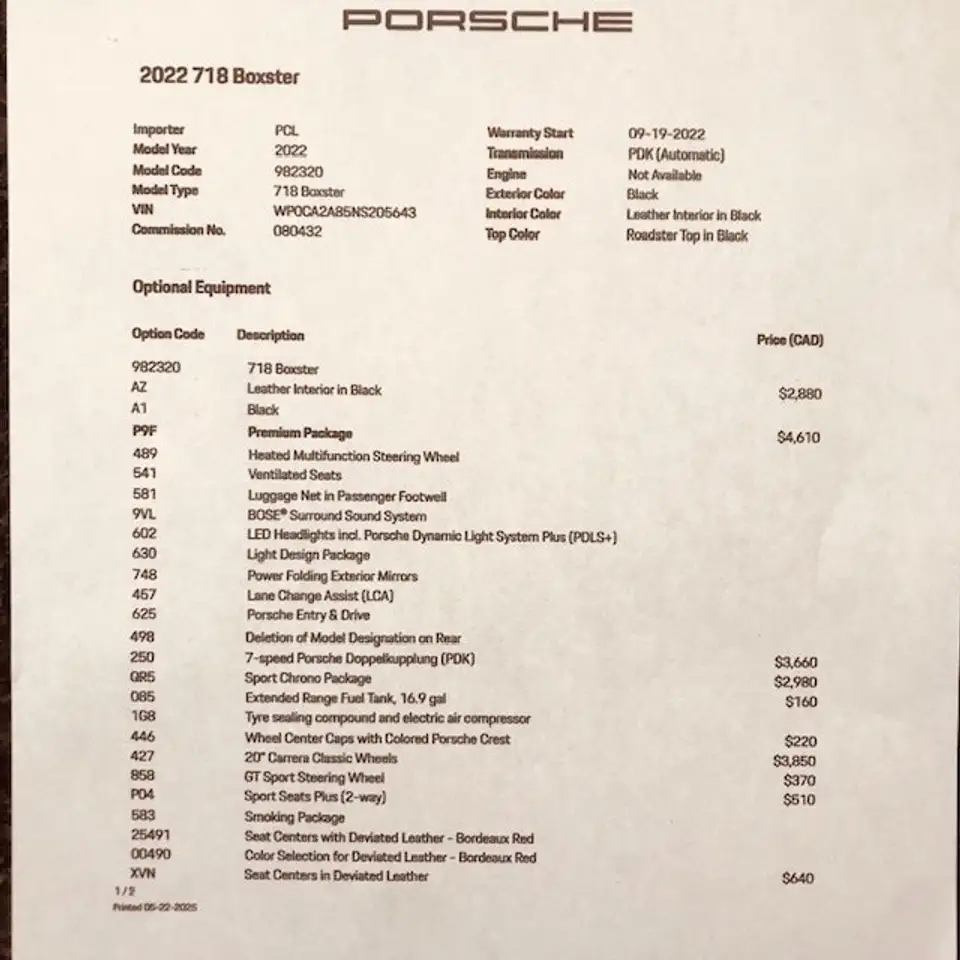 Porsche 718 Boxster снимка Porsche 718 Boxster