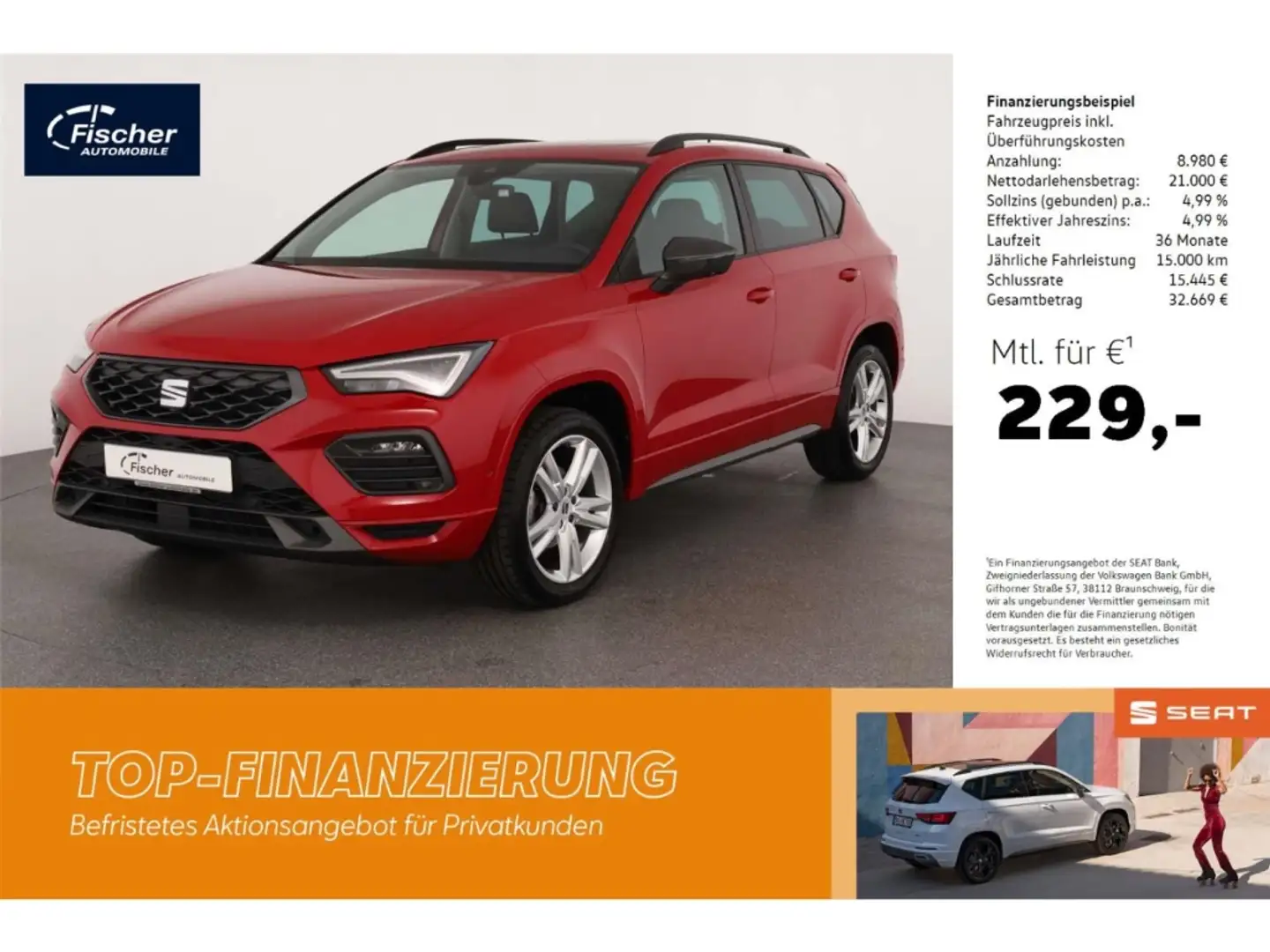 SEAT Ateca 1.5 TSI DSG FR AHK/P-Dach/NAV/360°/Virtual Rot - 1