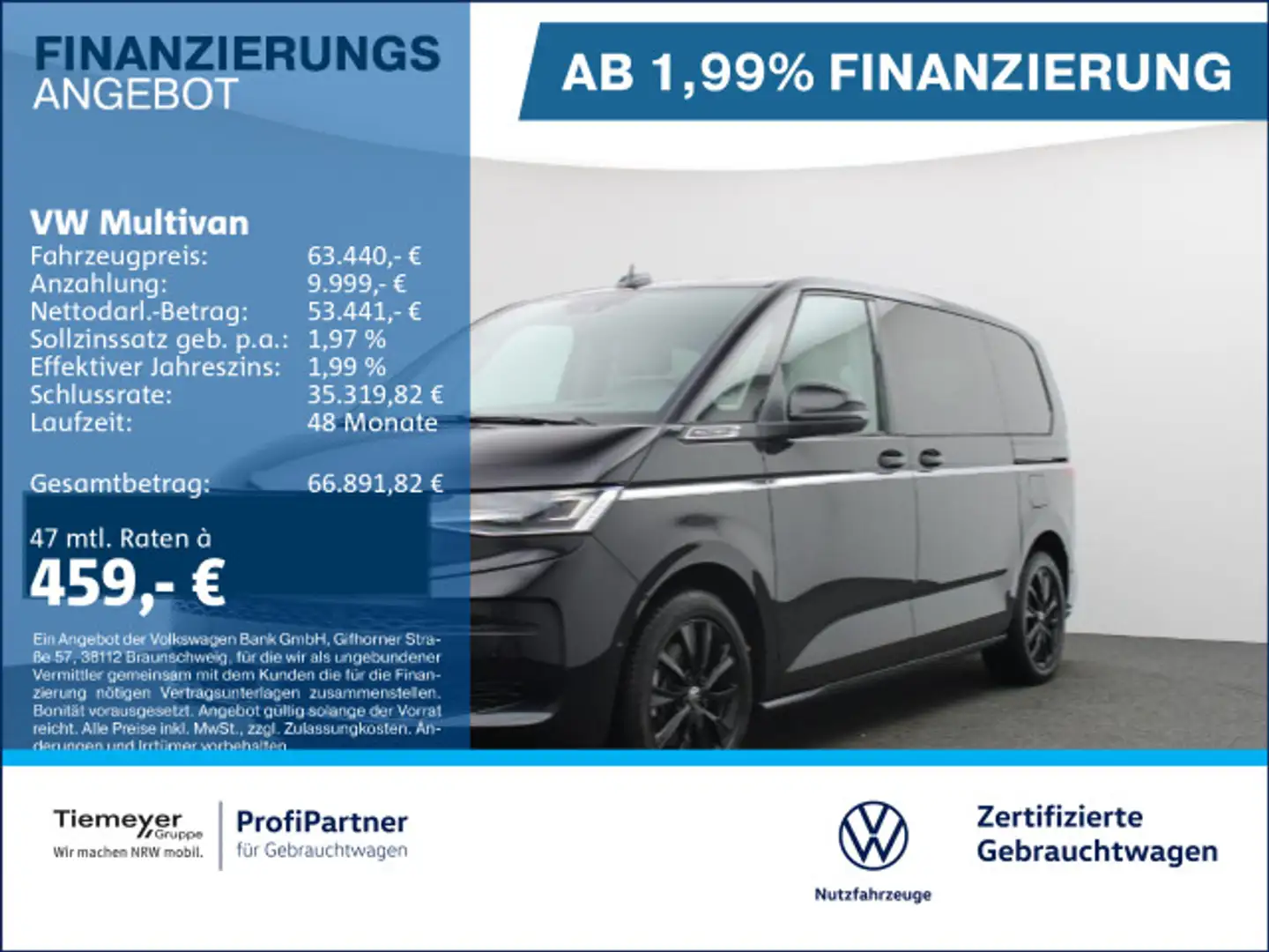 Volkswagen T7 Multivan T7 Multivan HYBRID ALLRAD STYLE AHK 360 VIS-A-VI Schwarz - 1