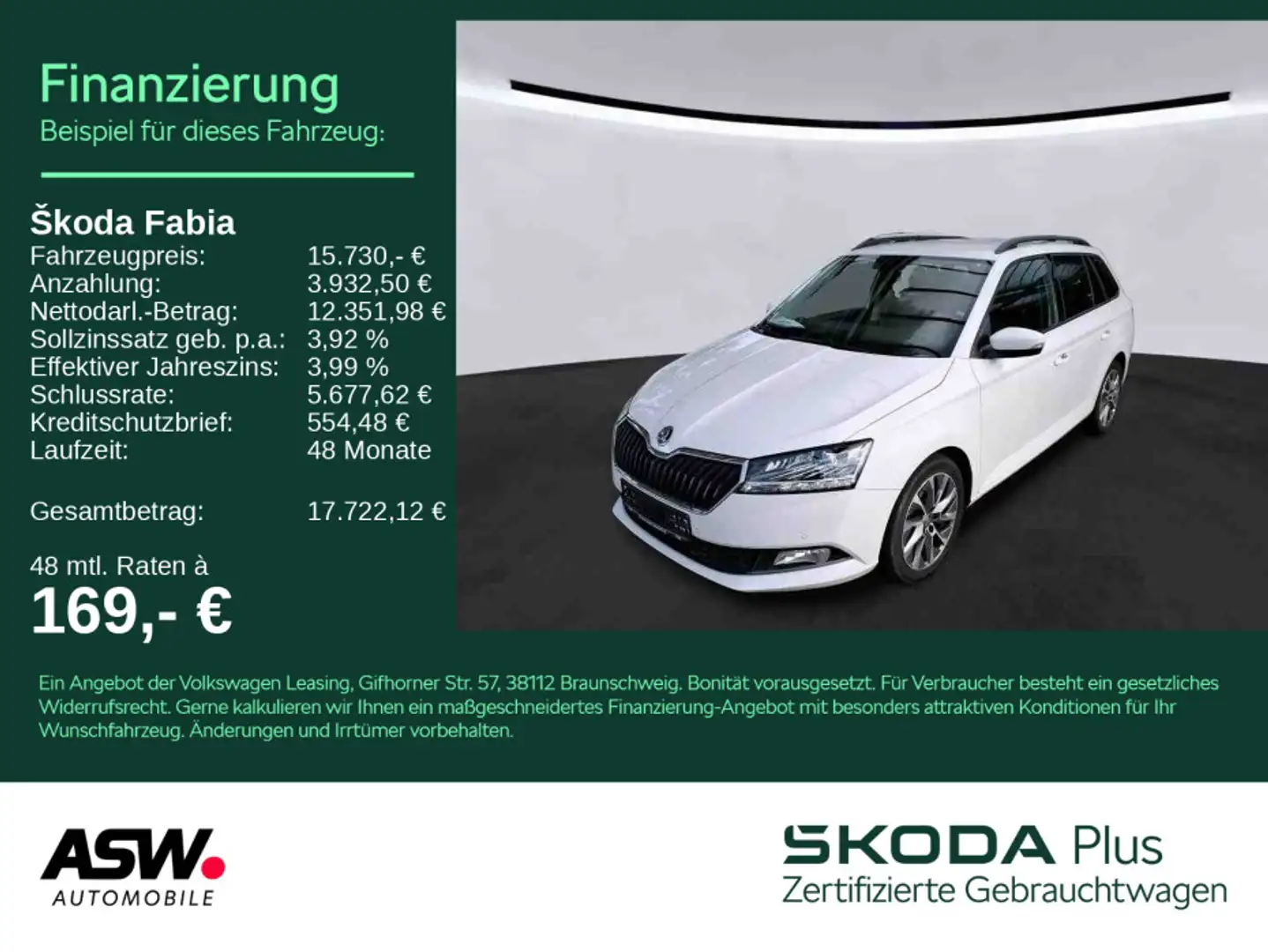 Skoda Fabia Combi Ambition Best of 1.0TSI LED NAVI SHZ Weiß - 1