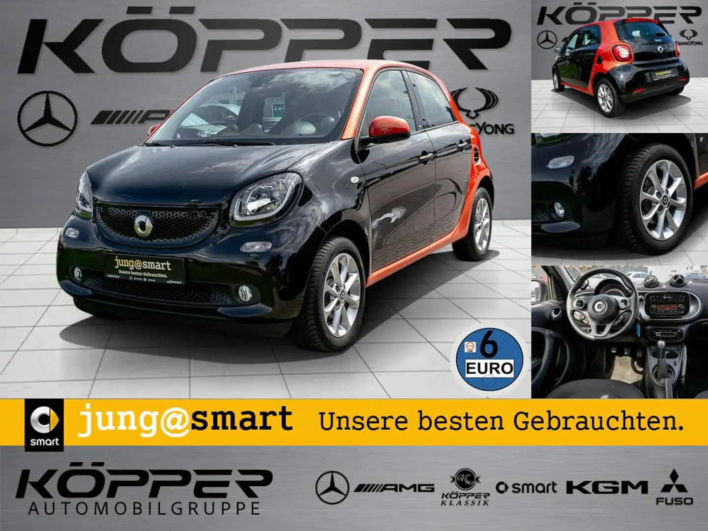 smart forFour 52 kW LAST ONE Black Line Passion Klima Negro - 1