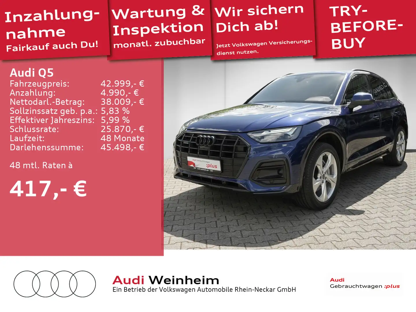 Audi Q5 50 TDI quattro Black-Paket-Plus LED Navi uvm Blau - 1