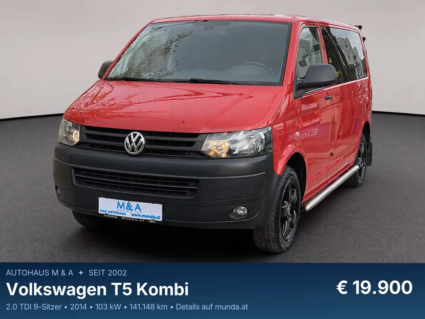 Volkswagen T5 Kombi 2.0 TDI 9-Sitzer * Garantie Rot - 1