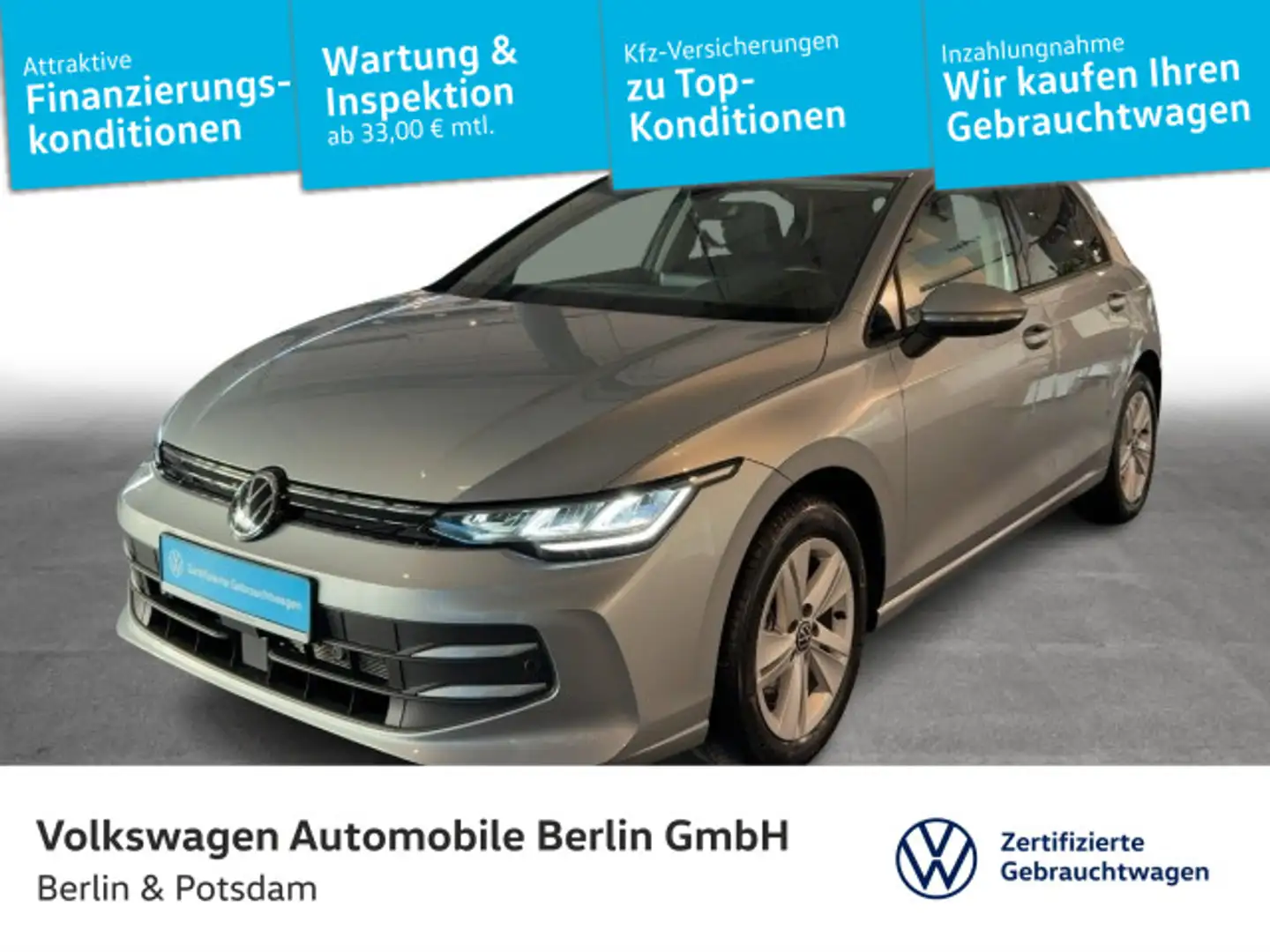 Volkswagen Golf VIII 1.5eTSI DSG LIFE NAVI PDC LED 3J-Garan Argent - 1