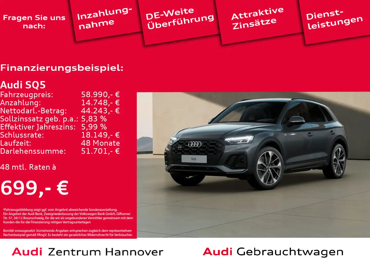 Audi SQ5 3.0 TDI qu. Matrix B&O AHK Luft Kamera Gri - 1
