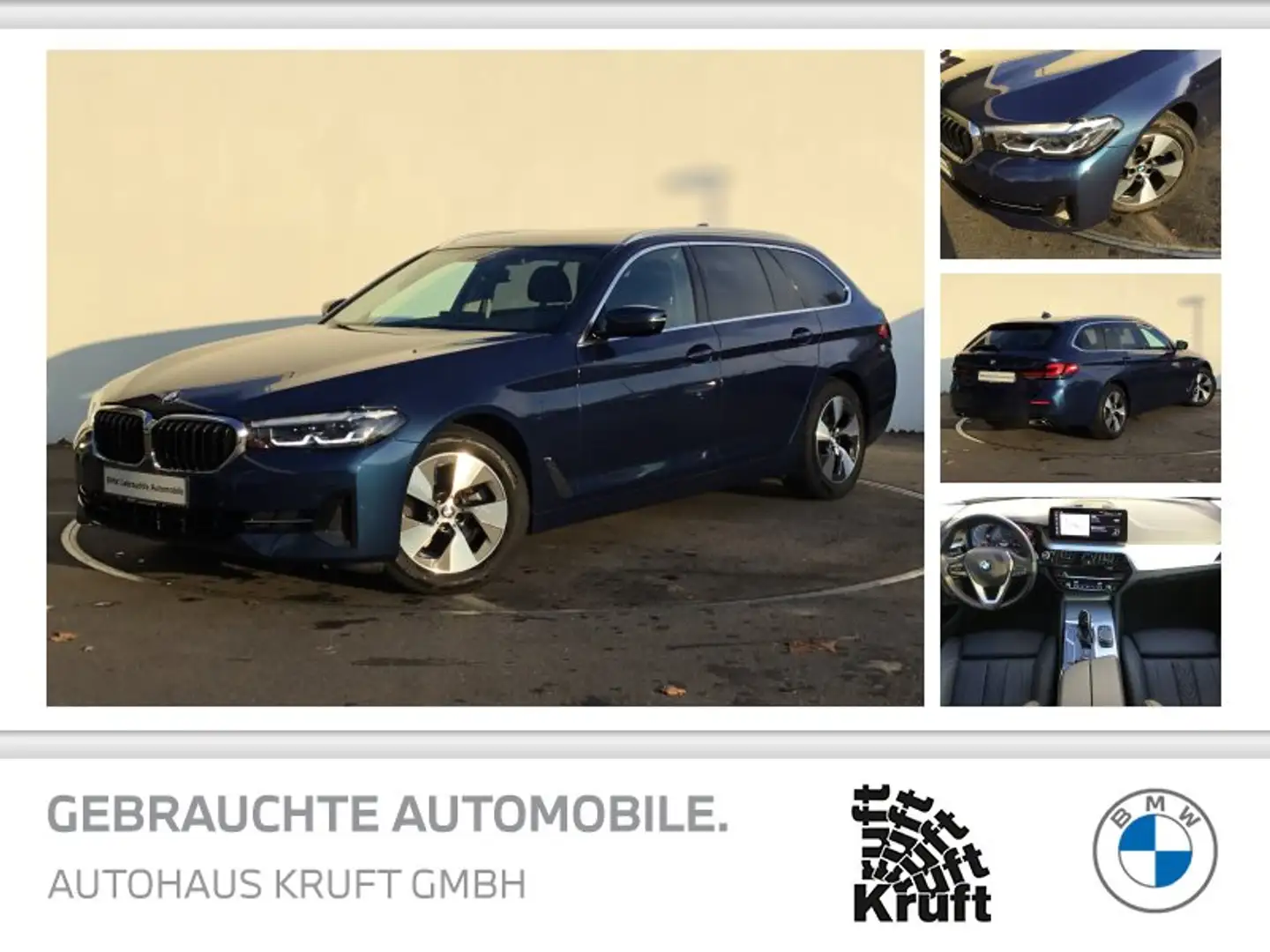 BMW 520 d Touring LC PROF+PANO+AHK+HIFI+DAB Blauw - 1