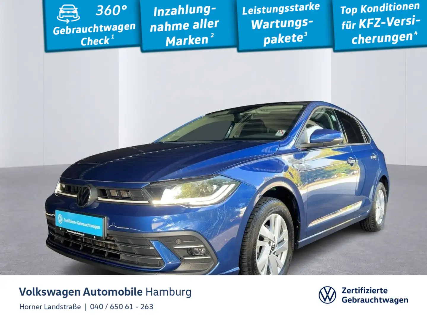Volkswagen Polo Style 1.0 TSI DSG Panoramadach Navi CarPlay Blau - 1