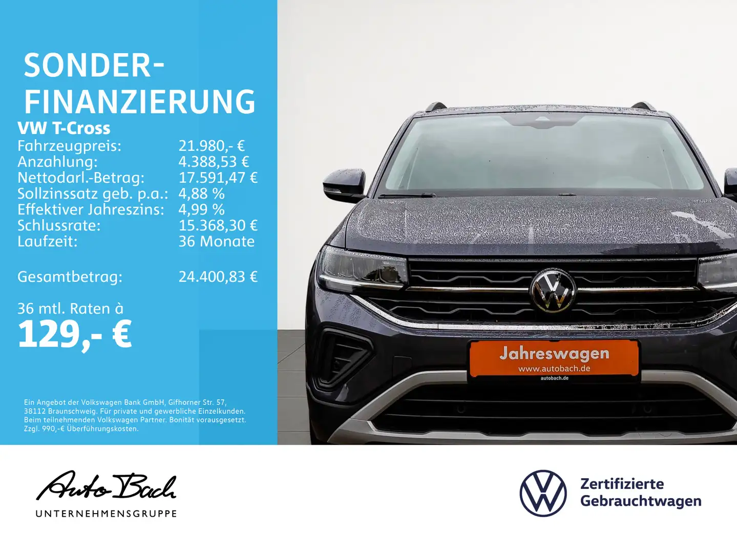 Volkswagen T-Cross 1.0 TSI Life LED Digital Cockpit ACC EPH Grau - 2