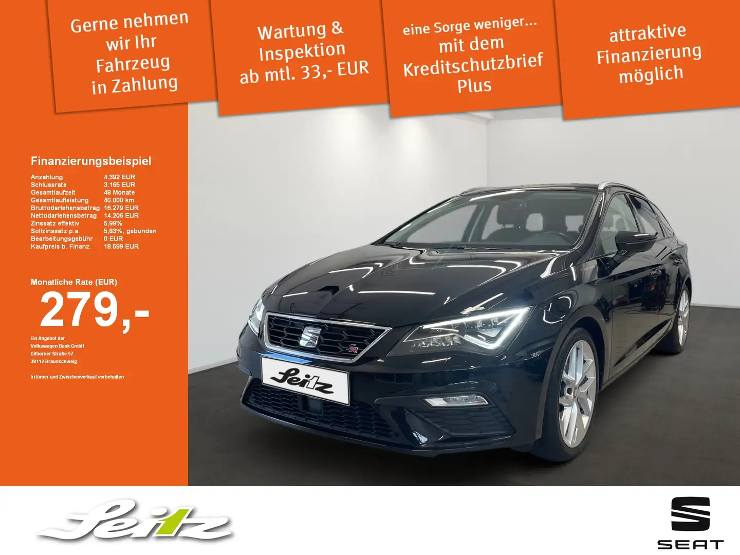 SEAT Leon ST FR 1.4 TSI DSG FR *LED*PDC*NAVI* Noir - 1