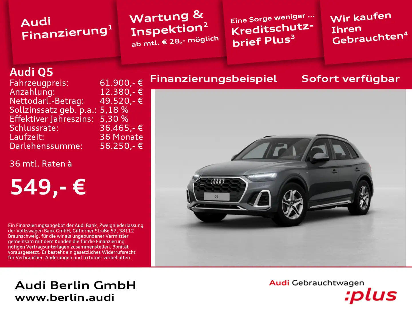 Audi Q5 S line 50 TFSI e quattro S tronic Grau - 1