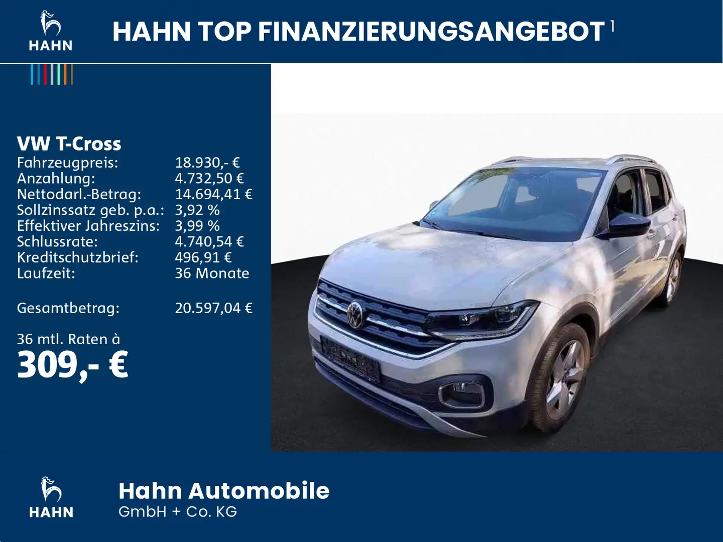 Volkswagen T-Cross 1.0TSI DSG Style LED Nav ACC APP AHK PDC Gris - 2