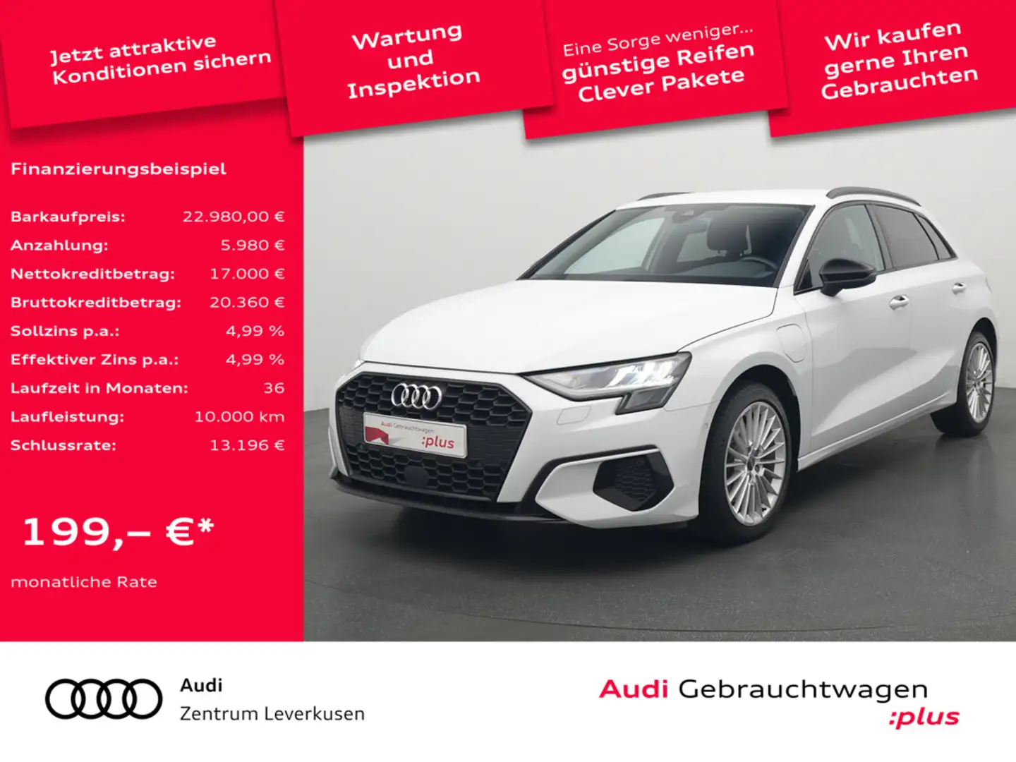 Audi A3 Sportback e advanced S-TRON ACC NAVI VIRT Weiß - 1