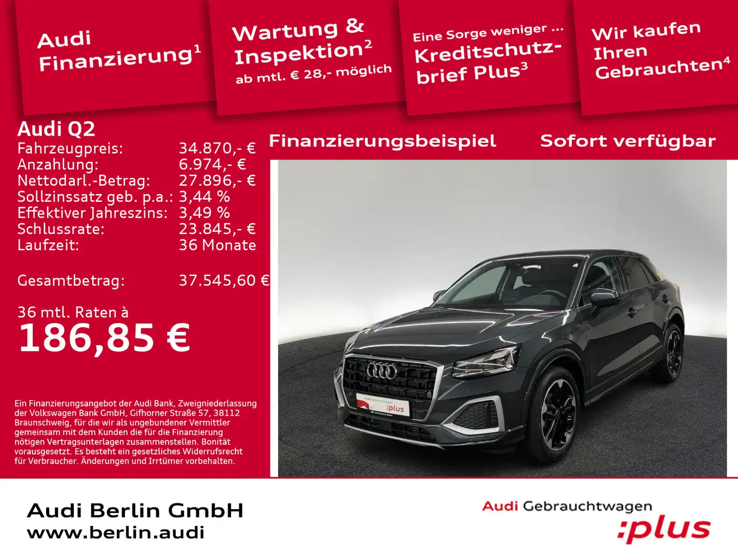 Audi Q2 Advanced 35 TFSI S tr. AHK MATRIX RFK NAVI VI Grau - 1