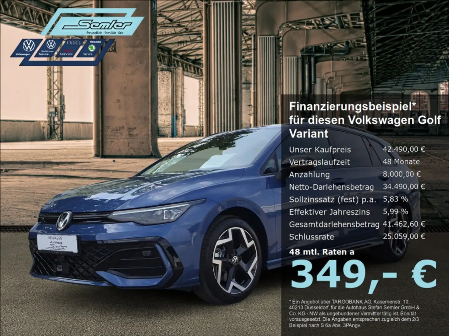 Volkswagen Golf Variant R-Line 2.0 TDI DSG AHK DCC HUD 360° Blau - 1