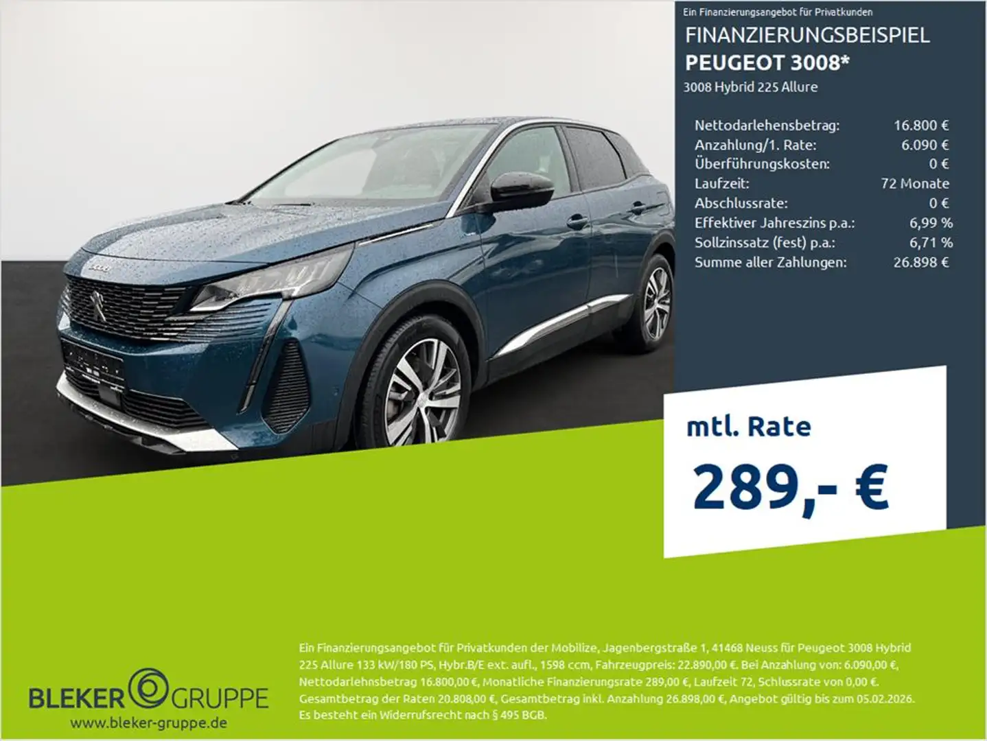 Peugeot 3008 3008 Hybrid 225 Allure Blau - 1