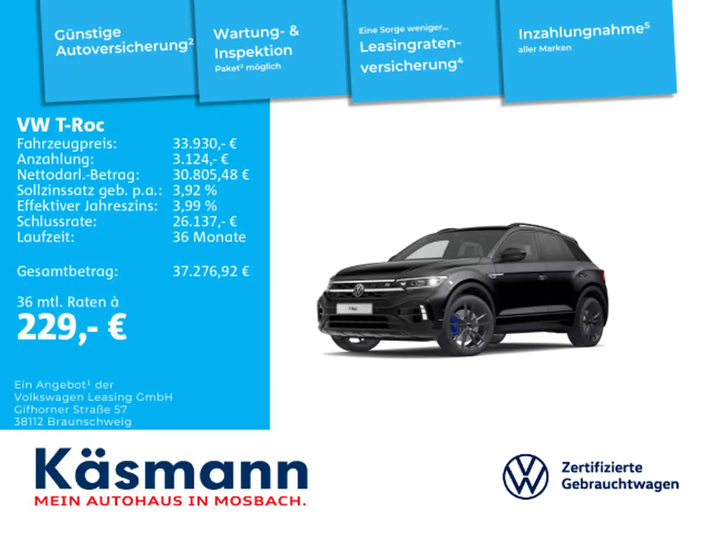 Volkswagen T-Roc R 2.0TSI 4Motion BLACKSTYLE NAPPA BEATS Schwarz - 1