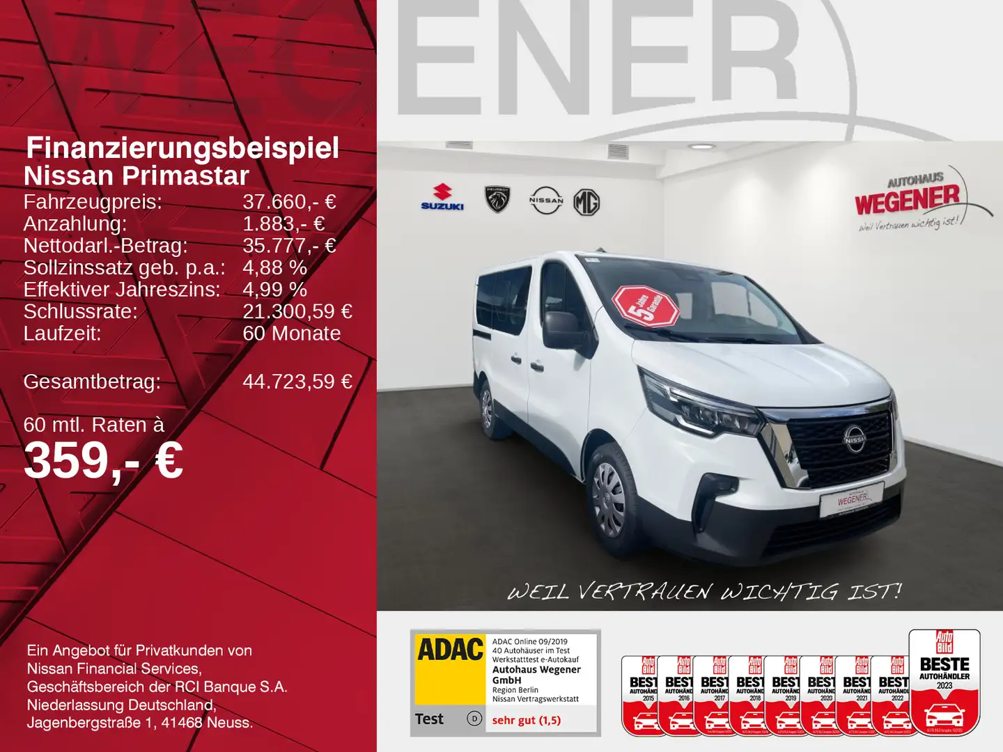 Nissan Primastar N1 Kombi6 L1H1 2,8t Weiß - 2