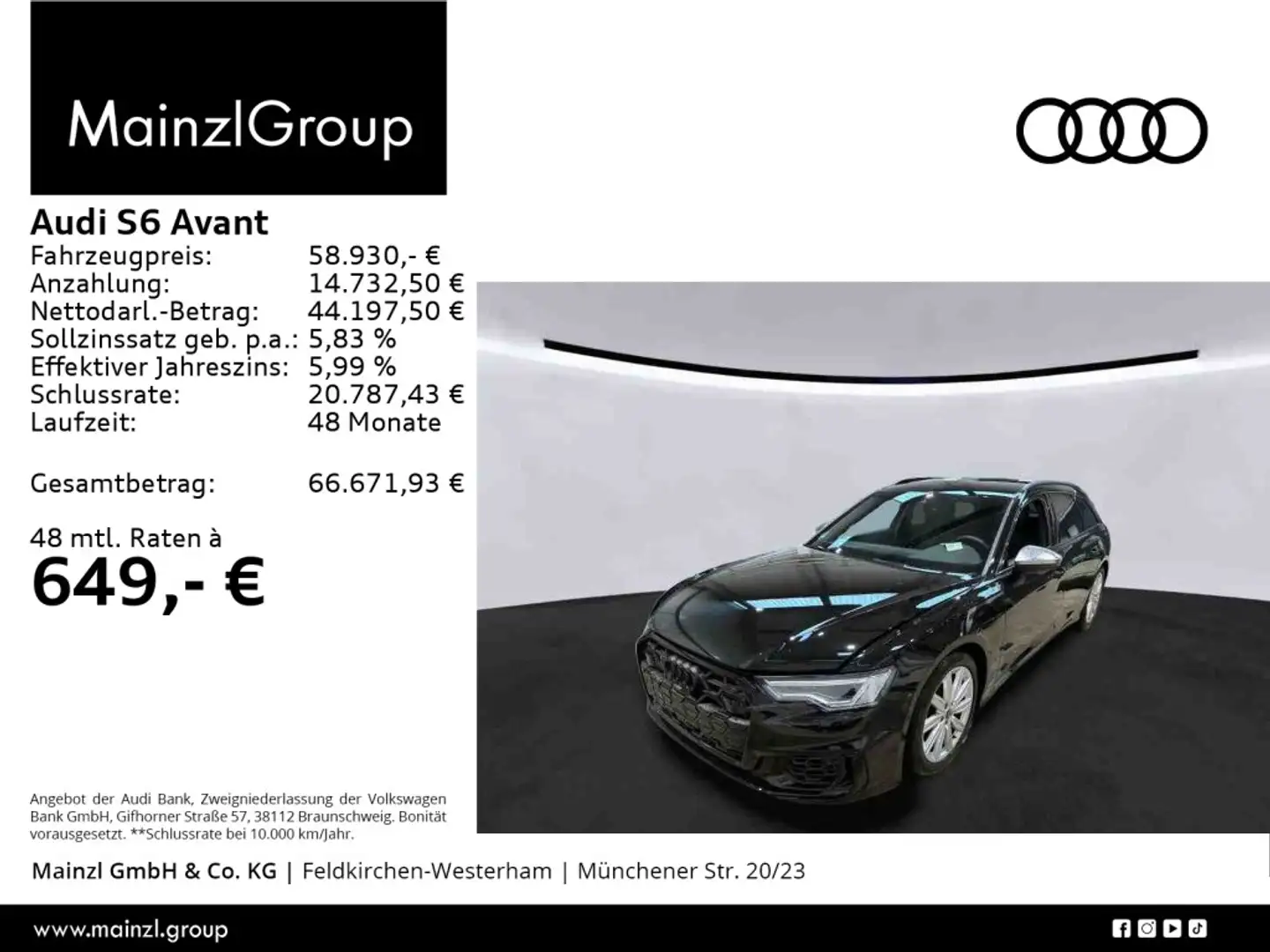 Audi S6 TDI quattro Matrix B&O 360° Memory Navi Schwarz - 1