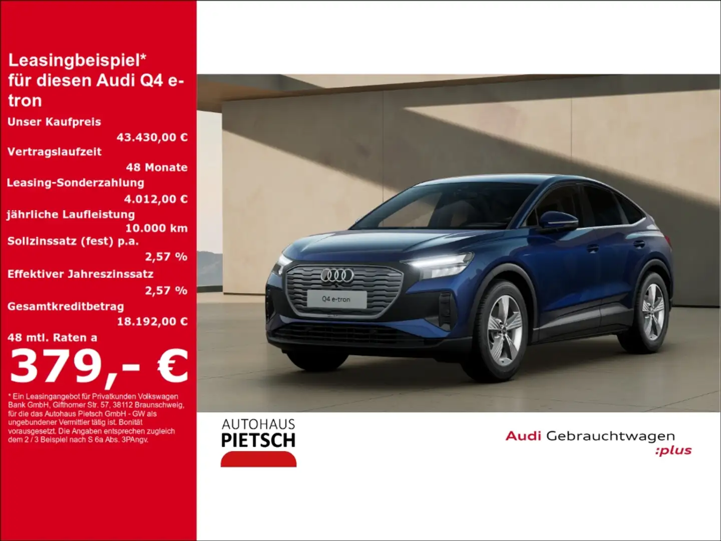 Audi Q4 e-tron Sportback 45 ACC Sportsitze Kamera Azul - 1