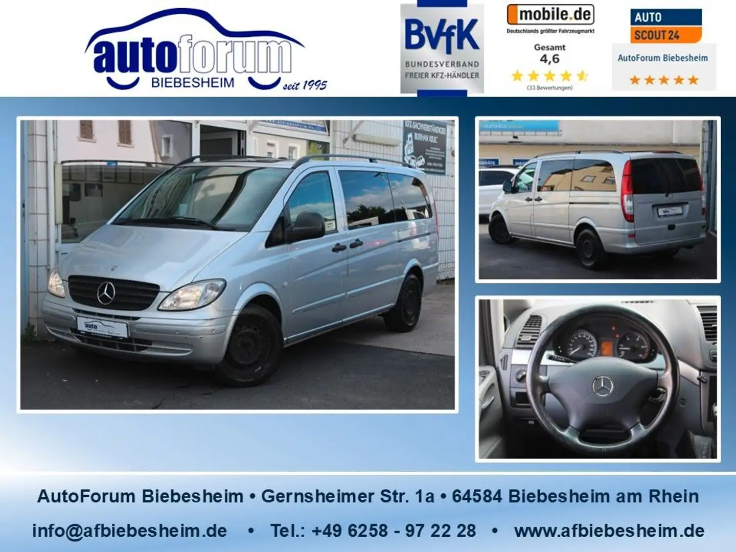 Mercedes-Benz Vito 120 CDI lang *AHK*Sitzhzg*Schiebedach Silber - 1