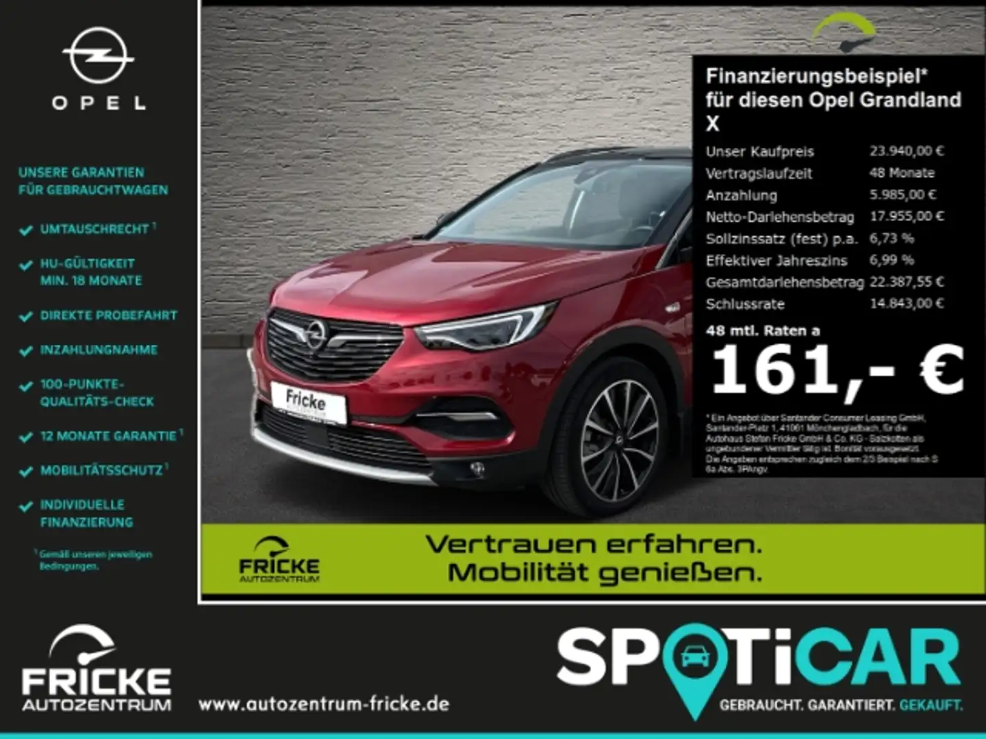 Opel Grandland X Ultimate Plugin+Leder+LED+AHK+Navi+Denon Rood - 1