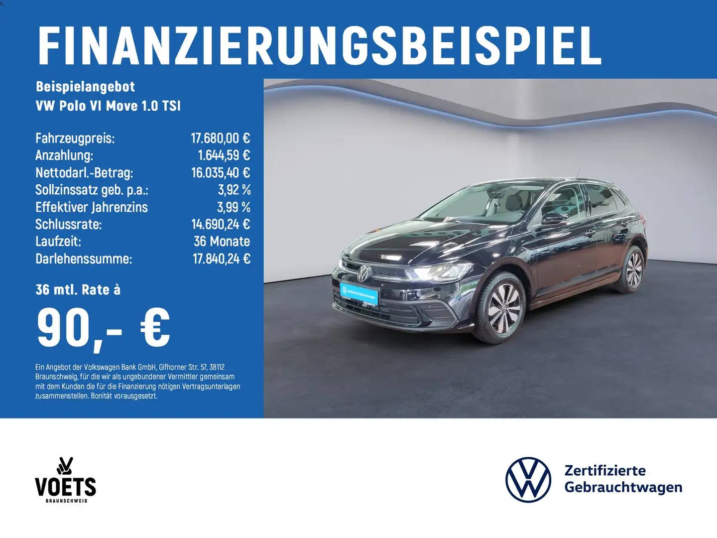 Volkswagen Polo VI Move 1.0 TSI NAVI+SHZ+AppConnect Black - 2