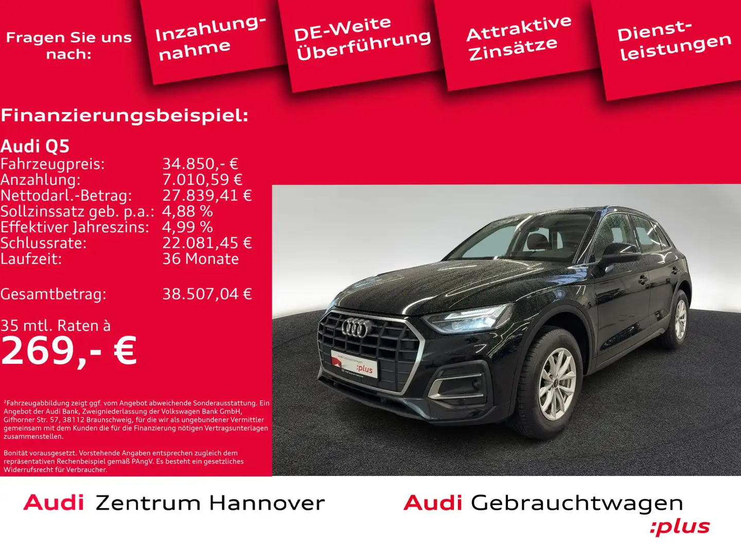 Audi Q5 40 TDI quattro Kamera AHK LED Navi Noir - 1
