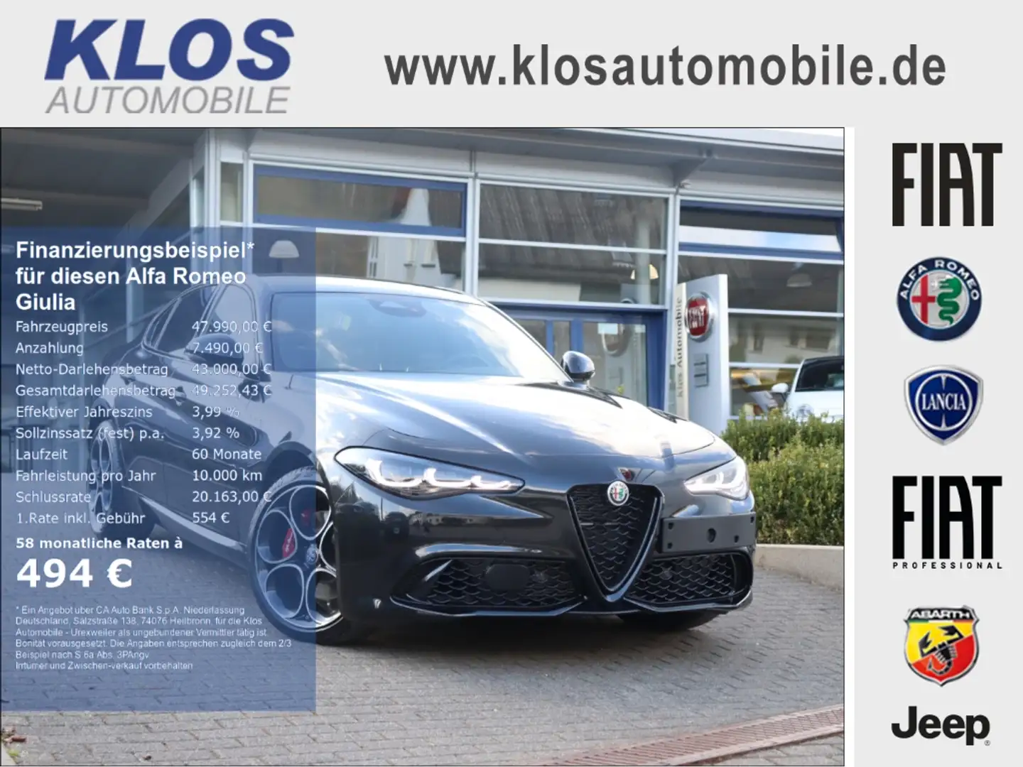 Alfa Romeo Giulia VELOCE 2.0 TURBO 16V 280 PS AT PREMIUM AUDIO Schwarz - 1
