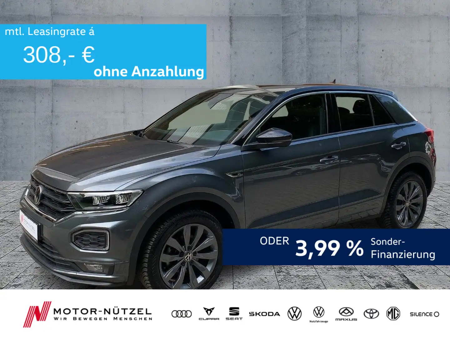Volkswagen T-Roc 1.5 TSI R-LINE 5JG+LED+APP+ACC+SHZ+RFK+AHK Grau - 1