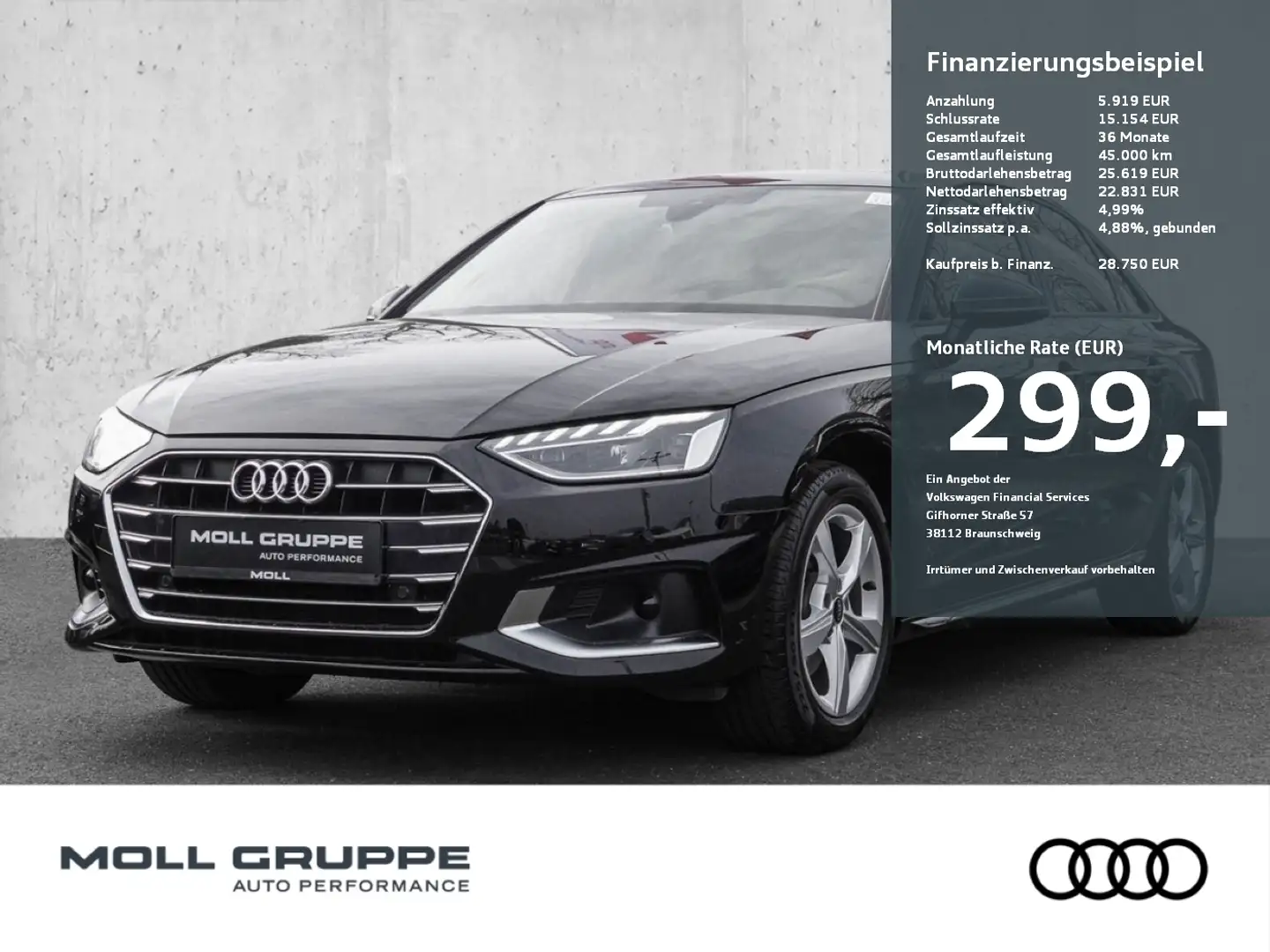 Audi A4 Limousine Advanced 35 TDI 120(163)  S tronic Schie Nero - 1