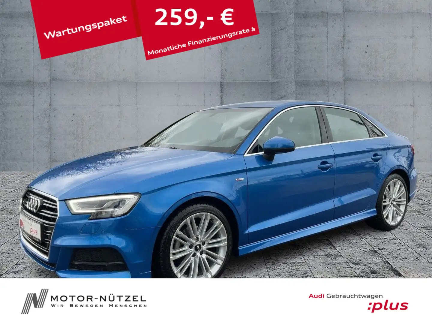 Audi A3 A3 Lim 1.5TSI SPORT S-LINE LED+NAV+2xPDC+SHZ+18" Blauw - 1