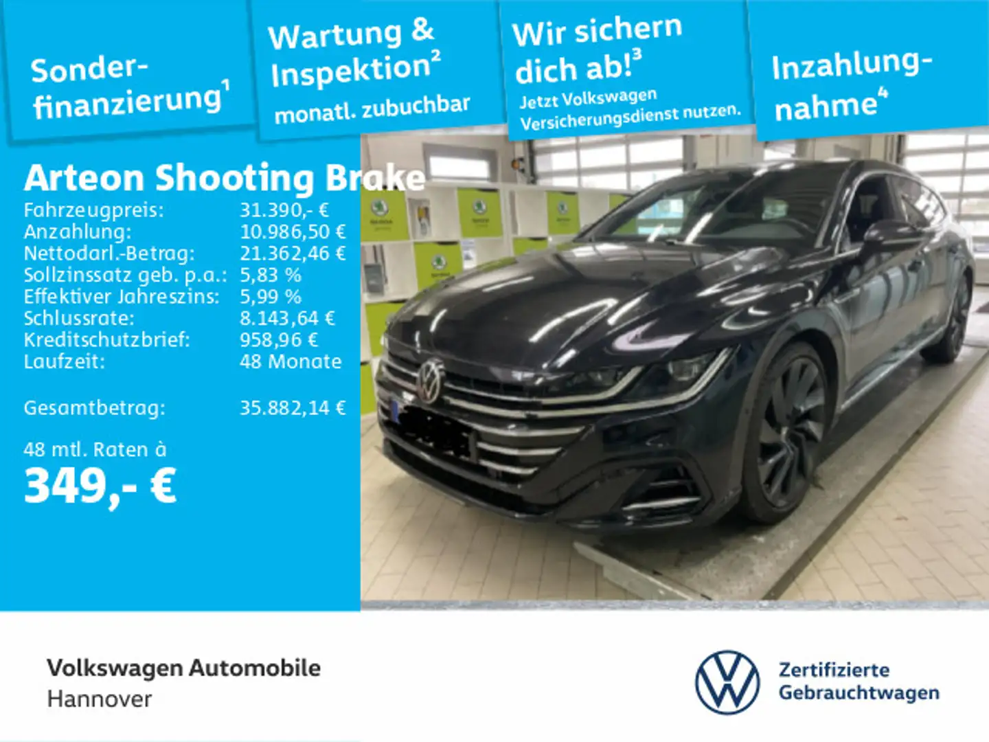 Volkswagen Arteon 2.0 TDI DSG R-Line ACC Dig Schwarz - 1