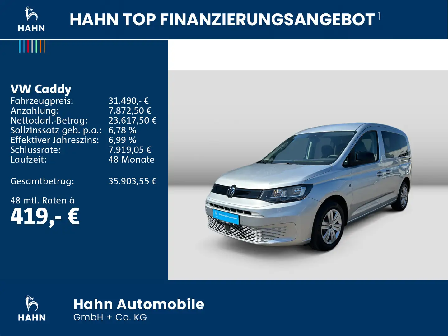 Volkswagen Caddy 1,5TSI 85kW KAMERA AHK FLÜGEL SITZH Silber - 2